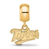 Sterling Silver Gold Plated Major League Baseball LogoArt Minnesota Twins T-c Dangle Bead view 4