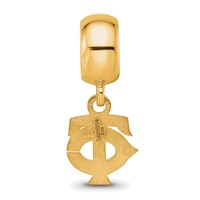 Sterling Silver Gold Plated Major League Baseball LogoArt Minnesota Twins T-c Dangle Bead view 5