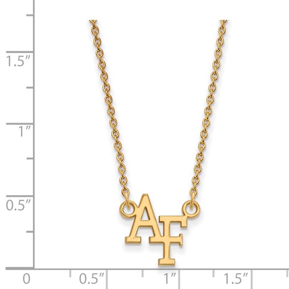 Sterling Silver Gold-plated LogoArt United States Air Force Academy A-F Small Pendant 18 inch Necklace