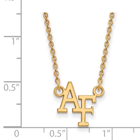 10k Gold LogoArt United States Air Force Academy A-F Small Pendant 18 inch Necklace