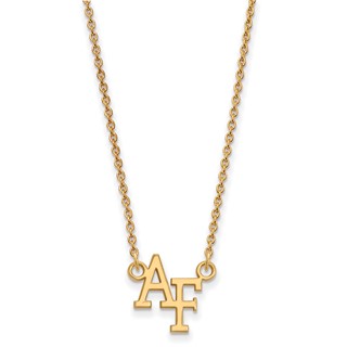 10k Gold LogoArt United States Air Force Academy A-F Small Pendant 18 inch Necklace