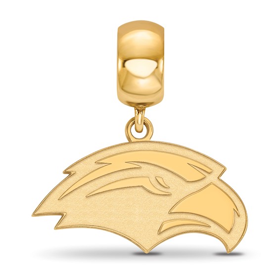 Sterling Silver Gold-plated LogoArt University of Southern Mississippi Eagle Small Dangle Bead Charm