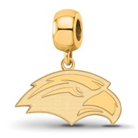 Sterling Silver Gold-plated LogoArt University of Southern Mississippi Eagle Small Dangle Bead Charm view 1