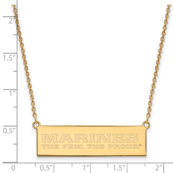 Gold Plated SS U.S. Marine Corps The Few. The Proud. Bar Necklace
