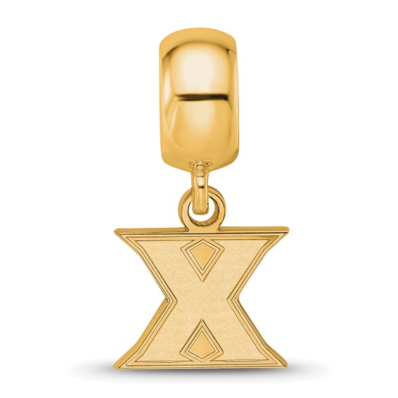 Sterling Silver Gold-plated LogoArt Xavier University Letter X Extra Small Dangle Bead Charm