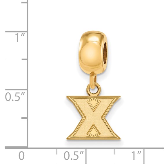 Sterling Silver Gold-plated LogoArt Xavier University Letter X Extra Small Dangle Bead Charm
