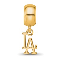 Sterling Silver Gold Plated Major League Baseball LogoArt Los Angeles Dodgers Dangle Bead view 4