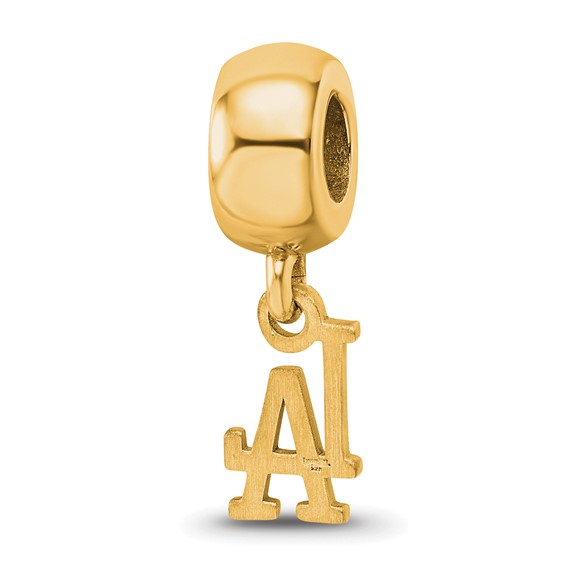 Sterling Silver Gold Plated Major League Baseball LogoArt Los Angeles Dodgers Dangle Bead