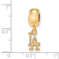 Sterling Silver Gold Plated Major League Baseball LogoArt Los Angeles Dodgers Dangle Bead view 3
