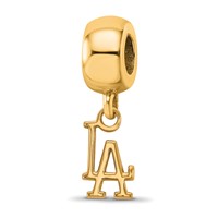 Sterling Silver Gold Plated Major League Baseball LogoArt Los Angeles Dodgers Dangle Bead view 1