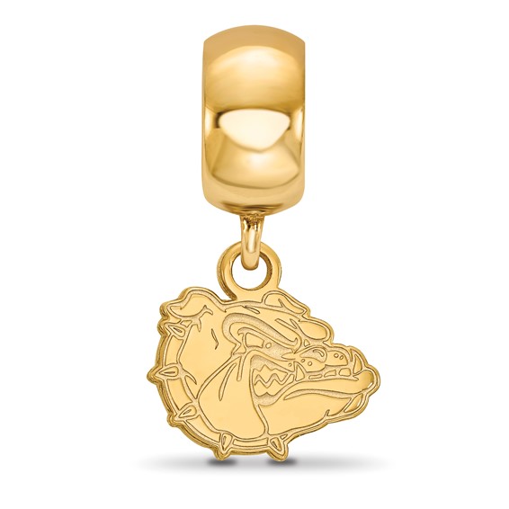 Sterling Silver Gold-plated LogoArt Gonzaga University Bulldog Extra Small Dangle Bead Charm