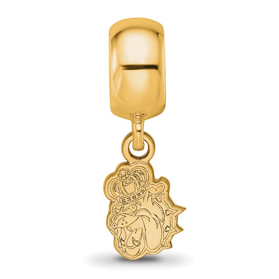 Sterling Silver Gold-plated LogoArt James Madison University Duke Dog Extra Small Dangle Bead Charm