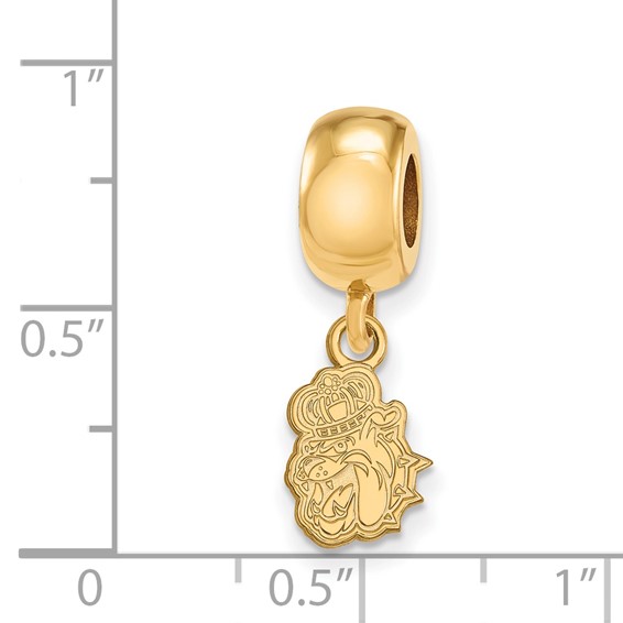 Sterling Silver Gold-plated LogoArt James Madison University Duke Dog Extra Small Dangle Bead Charm
