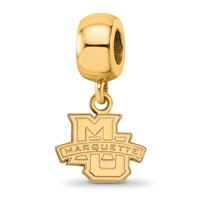 Sterling Silver Gold-plated LogoArt Marquette University Extra Small Dangle Bead Charm view 1