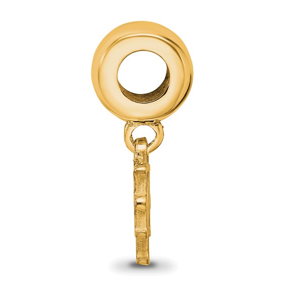 Sterling Silver Gold Plated Major League Baseball LogoArt New York Mets N-Y Dangle Bead