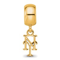 Sterling Silver Gold Plated Major League Baseball LogoArt New York Mets N-y Dangle Bead view 4