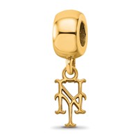 Sterling Silver Gold Plated Major League Baseball LogoArt New York Mets N-y Dangle Bead view 1