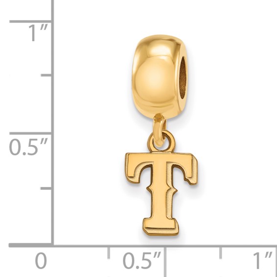 Sterling Silver Gold Plated Major League Baseball LogoArt Texas Rangers Letter T Dangle Bead
