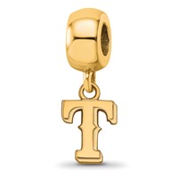 Sterling Silver Gold Plated Major League Baseball LogoArt Texas Rangers Letter T Dangle Bead view 1