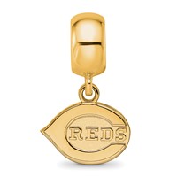 Sterling Silver Gold Plated Major League Baseball LogoArt Cincinnati Reds Dangle Bead view 3