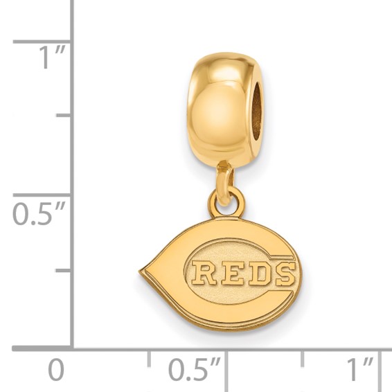 Sterling Silver Gold Plated Major League Baseball LogoArt Cincinnati Reds Dangle Bead