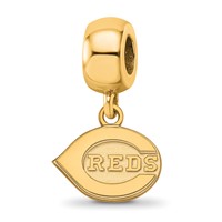 Sterling Silver Gold Plated Major League Baseball LogoArt Cincinnati Reds Dangle Bead view 1