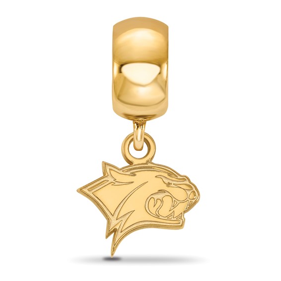 Sterling Silver Gold-plated LogoArt University of New Hampshire Wildcat Extra Small Dangle Bead Charm