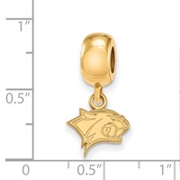 Sterling Silver Gold-plated LogoArt University of New Hampshire Wildcat Extra Small Dangle Bead Charm view 2