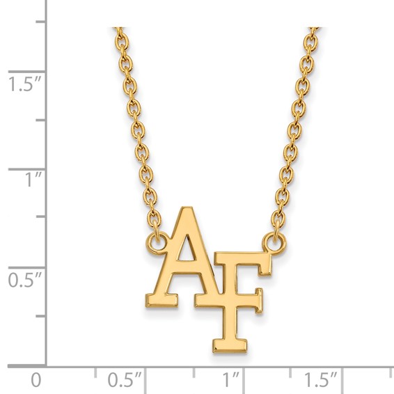 10k Gold LogoArt United States Air Force Academy A-F Large Pendant 18 inch Necklace