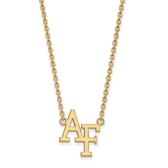 10k Gold LogoArt United States Air Force Academy A-F Large Pendant 18 inch Necklace