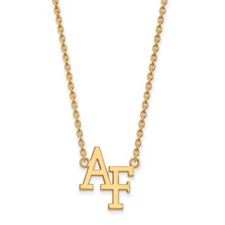 Sterling Silver Gold-plated LogoArt United States Air Force Academy A-F Large Pendant 18 inch Necklace