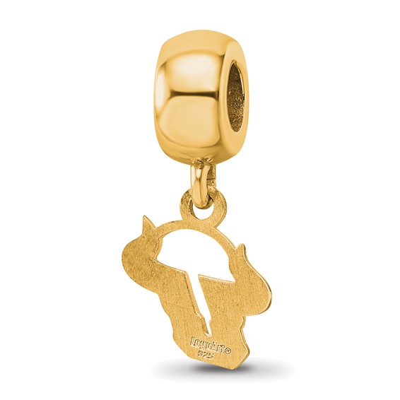 Sterling Silver Gold-plated LogoArt University of South Florida Bull Extra Small Dangle Bead Charm