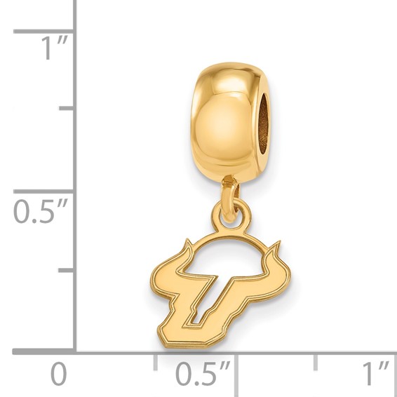 Sterling Silver Gold-plated LogoArt University of South Florida Bull Extra Small Dangle Bead Charm