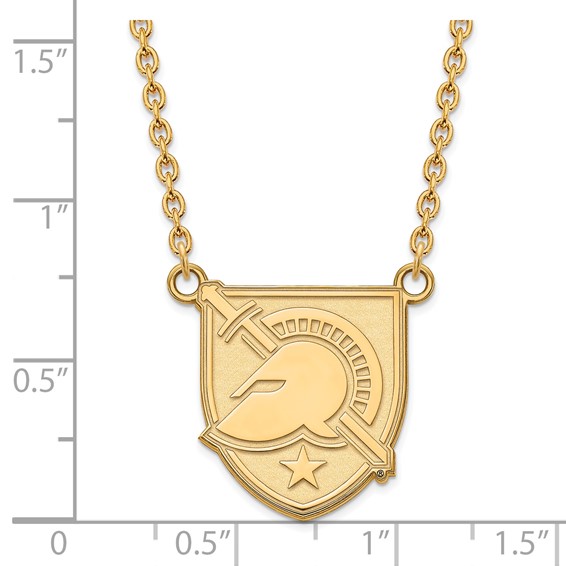Sterling Silver Gold-plated LogoArt U.S. Military Academy Letter A Large Pendant 18 inch Necklace