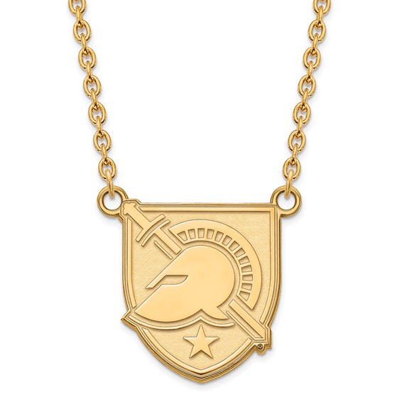 Sterling Silver Gold-plated LogoArt U.S. Military Academy Letter A Large Pendant 18 inch Necklace