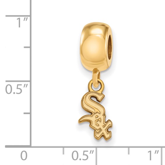 Sterling Silver Gold Plated Major League Baseball LogoArt Chicago White Sox Dangle Bead