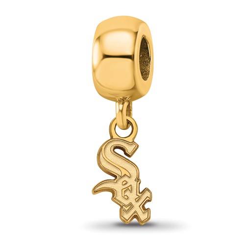 Sterling Silver Gold Plated Major League Baseball LogoArt Chicago White Sox Dangle Bead
