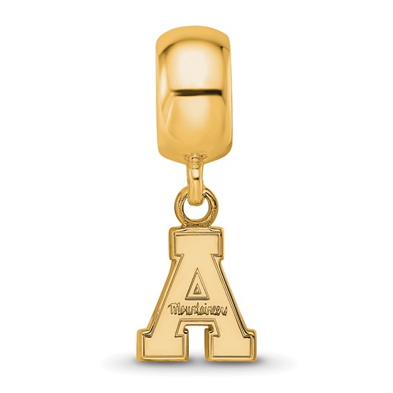 Sterling Silver Gold-plated LogoArt Appalachian State University Extra Small Dangle Bead Charm