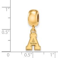 Sterling Silver Gold-plated LogoArt Appalachian State University Extra Small Dangle Bead Charm view 3