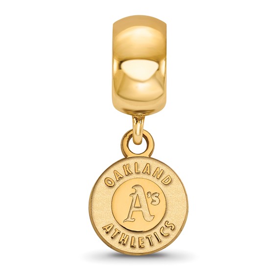 Sterling Silver Gold Plated Major League Baseball LogoArt Oakland Athletics Dangle Bead