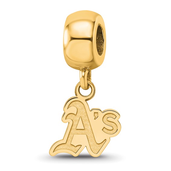 Sterling Silver Gold Plated Major League Baseball LogoArt Oakland Athletics Dangle Bead