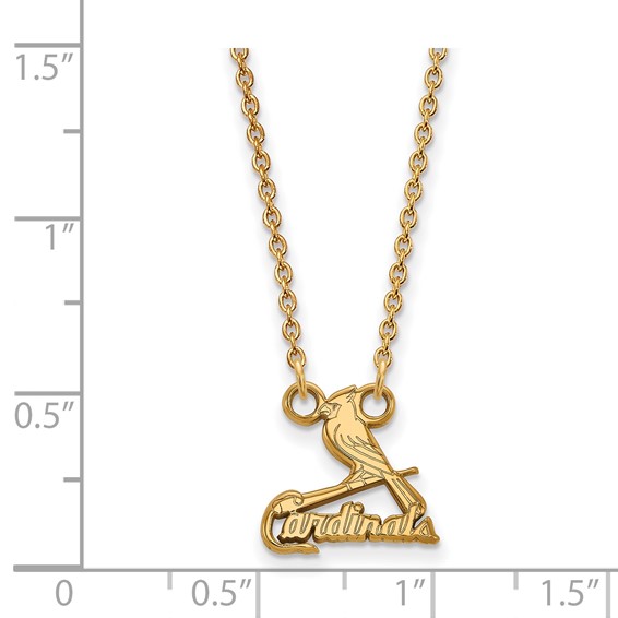 10k Gold Major League Baseball LogoArt St. Louis Cardinals Bird/Bat Small Pendant Necklace