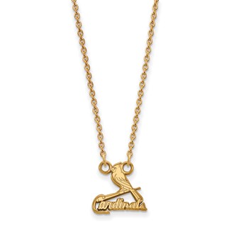 14k Gold Major League Baseball LogoArt St. Louis Cardinals Bird/Bat Small Pendant Necklace