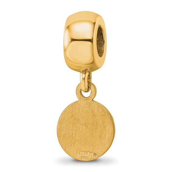 Sterling Silver Gold Plated Major League Baseball LogoArt Chicago Cubs Dangle Bead