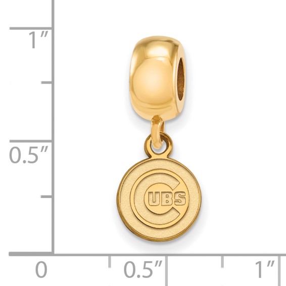 Sterling Silver Gold Plated Major League Baseball LogoArt Chicago Cubs Dangle Bead