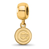 Sterling Silver Gold Plated Major League Baseball LogoArt Chicago Cubs Dangle Bead view 1