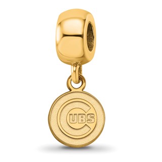 Sterling Silver Gold Plated Major League Baseball LogoArt Chicago Cubs Dangle Bead