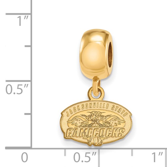 Sterling Silver Gold-plated LogoArt Jacksonville State U. Extra Small Dangle Bead Charm