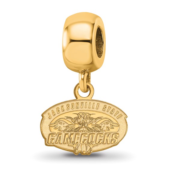 Sterling Silver Gold-plated LogoArt Jacksonville State U. Extra Small Dangle Bead Charm