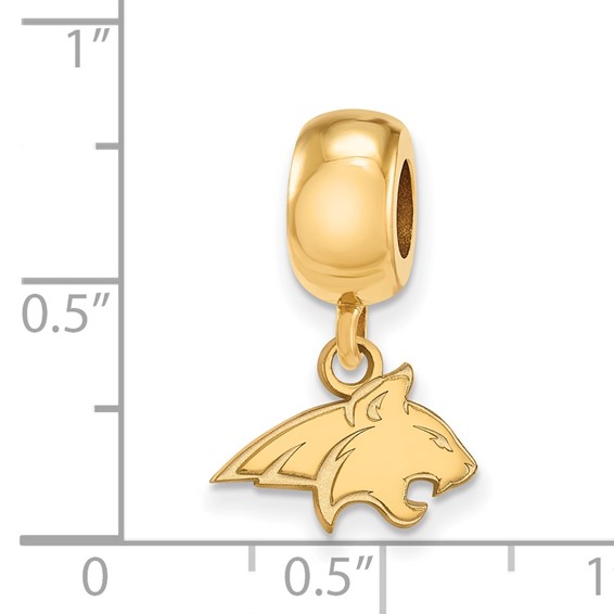 Sterling Silver Gold-plated LogoArt Montana State University Bobcat Extra Small Dangle Bead Charm